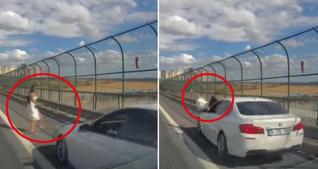 goruntu istanbuldan kediyi kurtarmak isteyen kadina araba carpti bcTM6OX5